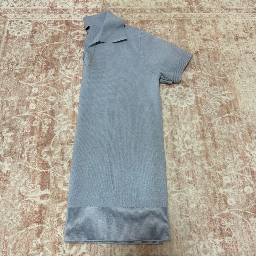 Classy Knit Light Blue Polo Tee - Picture 6 of 12